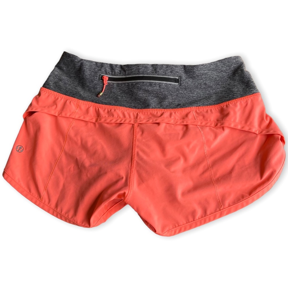Lululemon Speed Up Running Shorts lined 2.5 inches Pink Gray Gym Pocket Size 4